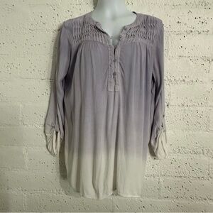 Bandolino Womens Top L Purple Ombre Tab Sleeve 100% Viscose AW13
